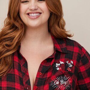 Torrid Size 6(30/32) Disney Mickey Mouse Plaid Long Sleeve Button Up Shirt